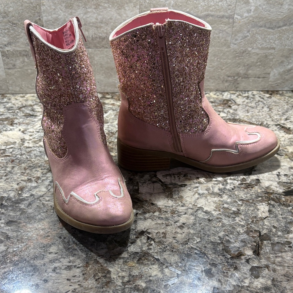 Pink Glitter Cowboy Boots